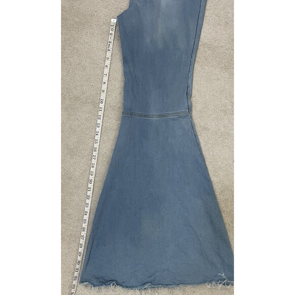 Free People Just Float On Womens 29R Blue Flare Bell Bottom Jeans Raw Hem Boho - Picture 9 of 10
